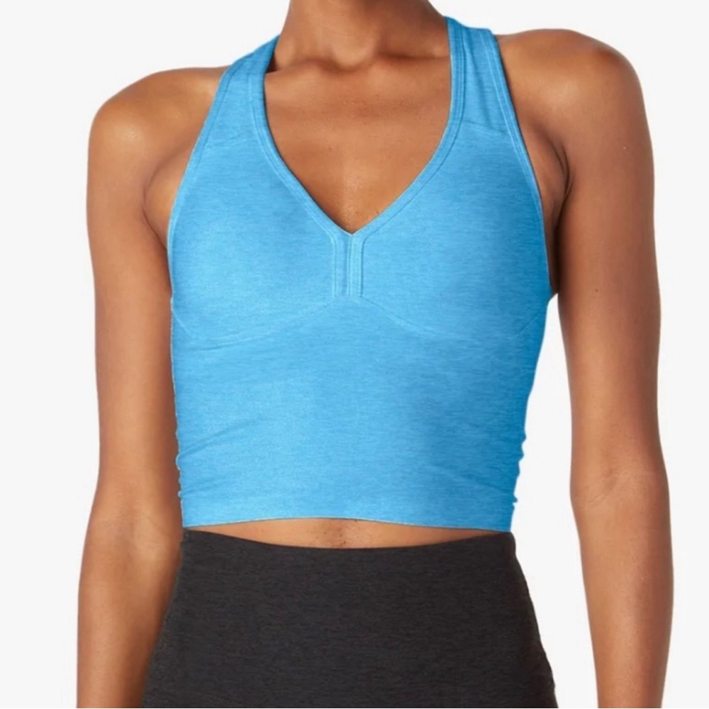 Beyond Yoga spacedye spirited cropped tank - waterfall blue heather